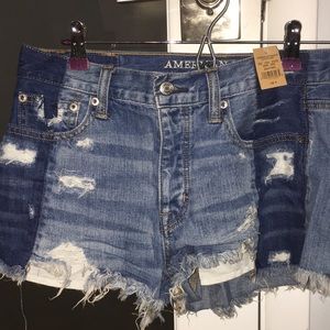color block jean shorts